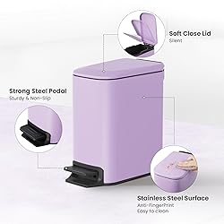 Cesun Small Bathroom Trash Can with Lid Soft
