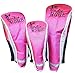 Birdie Babe Golf Club Head Covers for Women Hot Pink Set of 3