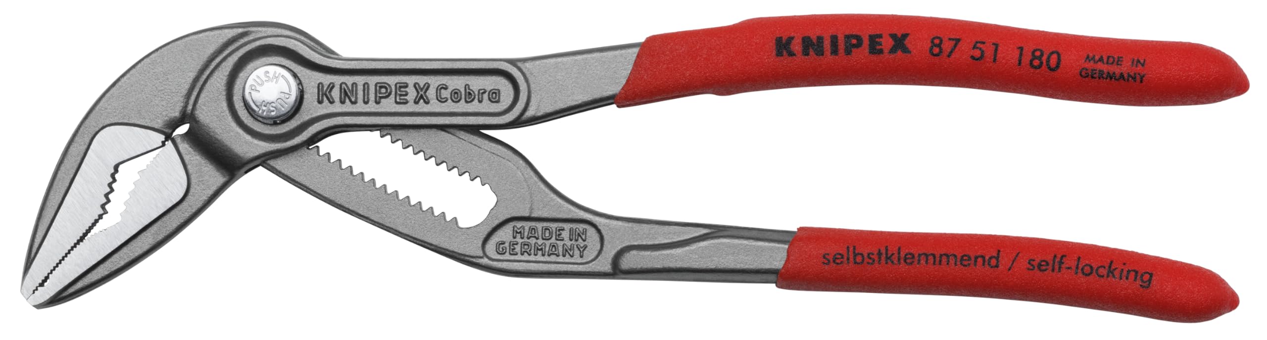 KNIPEX Cobra ES Wasserpumpenzange extra-schlank auf SB-Karte mit rutschhemmendem Kunststoff überzogen 180 mm, 87 51 180 SB 9