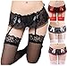 Adulove Garter Belt, Women's 4-Pack Suspender Belt Set with Straps and Clips for Stockings
