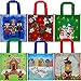 6 Pack Small Holiday Gift Tote Bags Reusable Material For Christmas Presents Cookies Candy Set