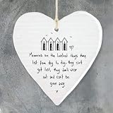 East of India Memories Wobbly Hanging Heart Porcelain Ornament 10cm view 3
