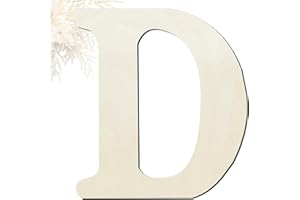 WOODOUNAI 15 Inch Large Wide Body Wooden Letters Unfinished Wood Letters for Wall Decor Paintable Large Wood Letter for Crafts Blank Wooden Alphabet Letter Slices Sign for Party Decoration (D)