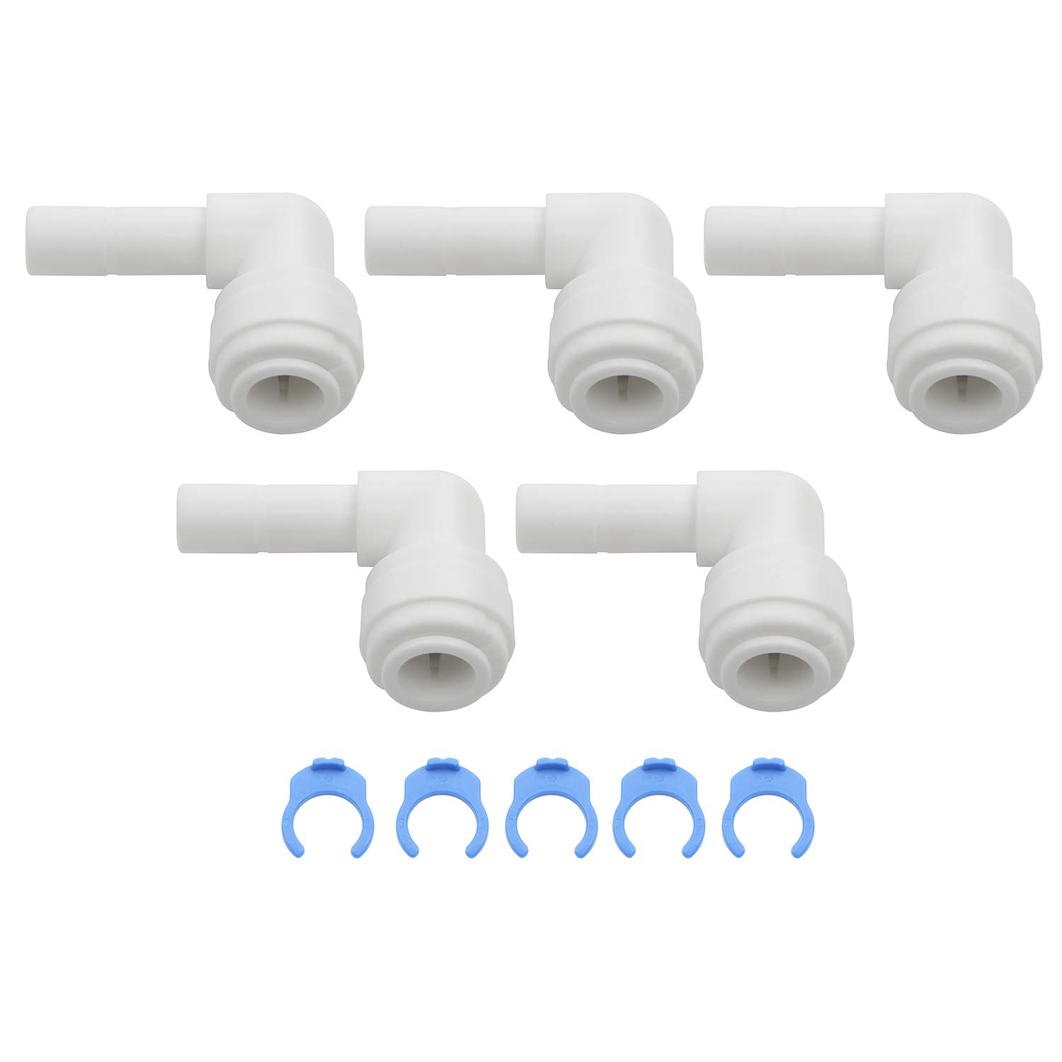 Pxyelec 3/8-Inch Plug to 3/8-Inch Type L OD Tube Quick Connect Fitting Adapter Water Filter Fitting for RO Reverse Osmosis System, Pack of 5