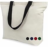 TOPDesign 2-Pack Canvas Tote Bags with Magnetic Snap, Reusable Grocery Shopping Bags, DIY Your Creative Designs