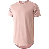 KLIEGOU Mens 100 Cotton Hipster Hip Hop Longline Crewneck T-Shirt Pre - Shrunk S-4XL