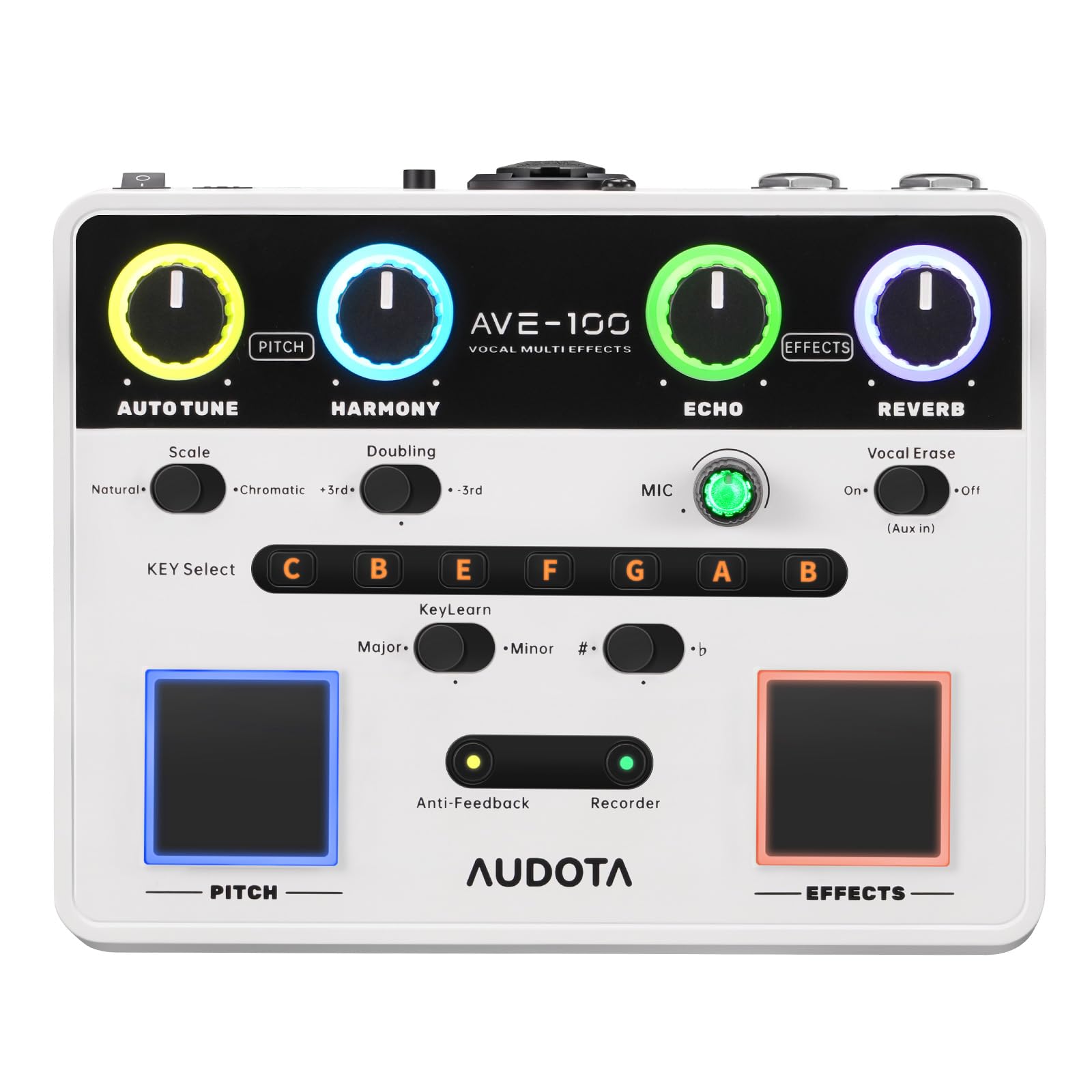 Photo 1 of AVE-100 Vocal Effects Processor with Auto Pitch Correction/Harmony/Echo/Reverb, Smart Anti-Feedback & VocalErase OTG Recording Vocal Processor for Live Singing Streaming Home Studio