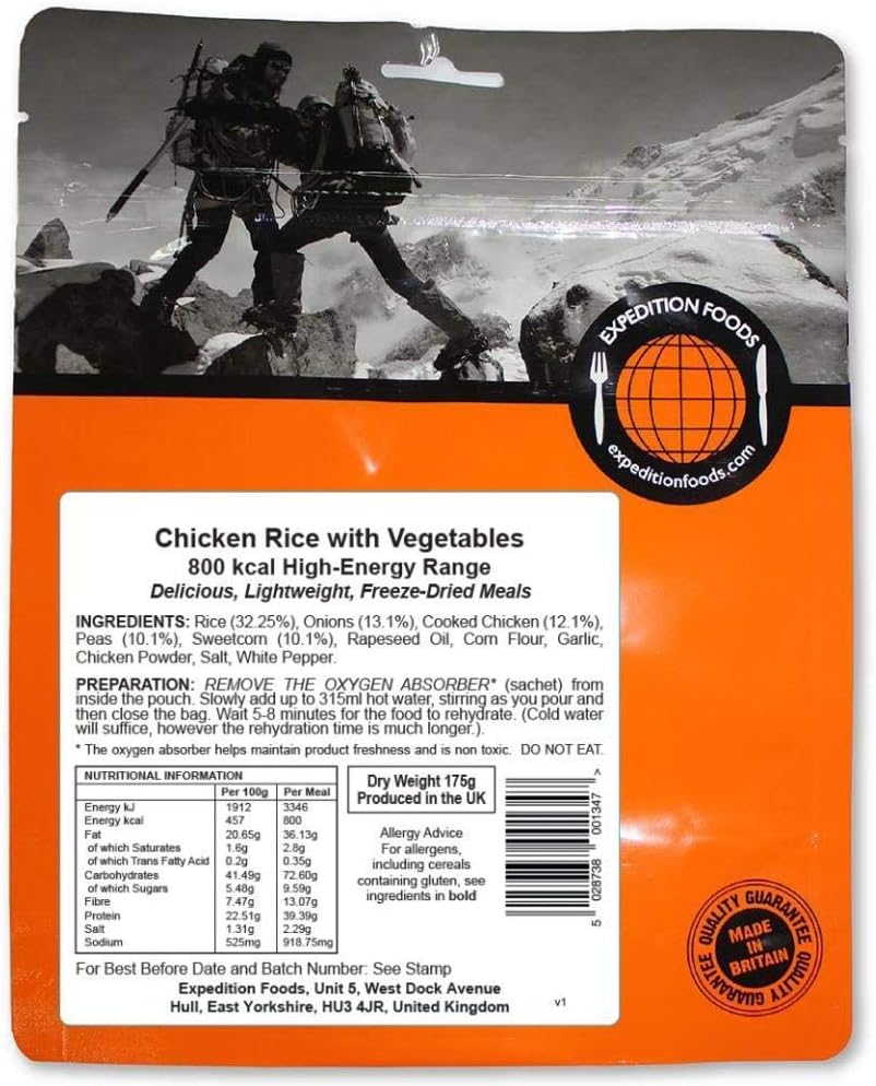 EXPEDITION FOODSย expeditionfoods.com Chicken Rice with Vegetables Double Serving, 1000kcal