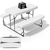 Ortus Collective Picnic Table with Benches, Durable All-Weather Steel Frame, Stable & Easy to Clean, Portable Camping Table a
