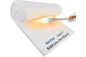 Nelyrho 24"x16"x1" Ceramic Fiber Insulation Blanket, Fireproof & Heat Resistant Up to 2700°F, Ideal for Wood Stove Baffle, Fireplaces, Kilns, Forges, Pizza Ovens and More