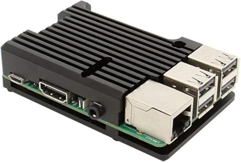 Molyflower para Raspberry Pi 3B Carcasa de Aluminio con Doble Ventilador Carcasa de Metal Carcasa Negra para RPI Raspberry Pi 3B - Negro