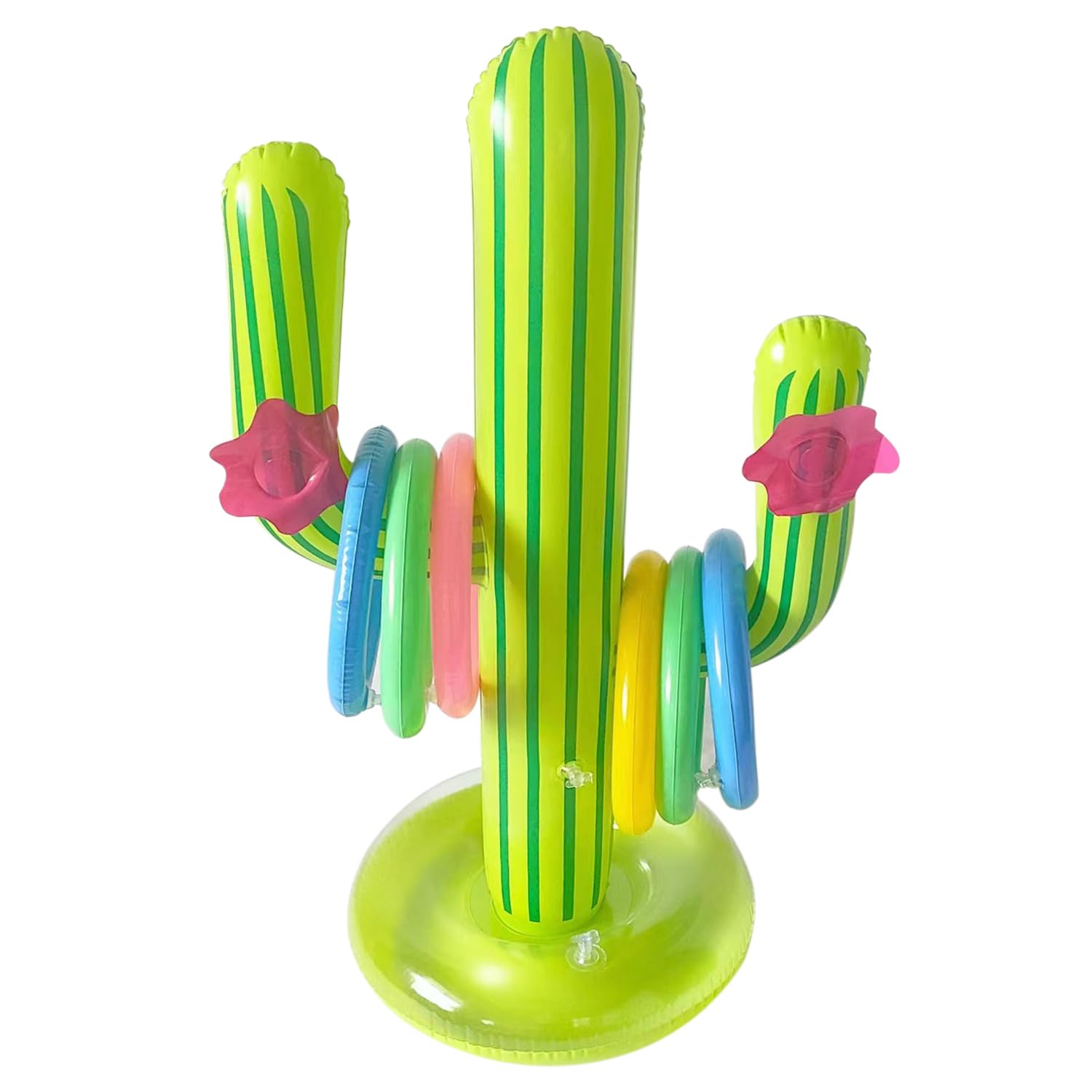 1 cactus inflatable toy, 6 ferrules, garden bar accessories, pool party decorations, swimming aids, swimming pool inflatable ring