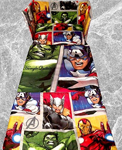 Marvel Avengers Handmade Cot BEDDING SET - Hulk Iron Man Super Heroes (Cot)