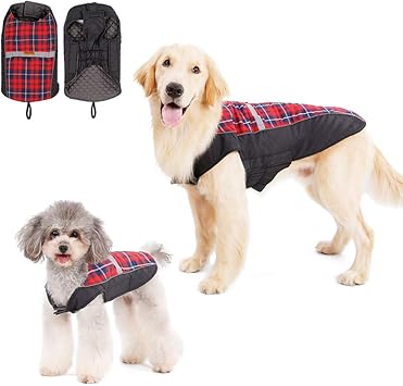 Amazon 犬服 ペット服 冬 綿服コート ドッグウェア 小型犬 中型犬 大型犬向け 防寒 冬服 お散歩 軽量 リード穴あり 着脱簡単 秋 冬 防寒 コート M Sannl コート ジャケット 通販