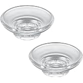 Aomasi Round Glass Soap Dishes for Bathroom Shower, 2 Pack, Transparent | Thickened Substantial Glass, Minimalist Soap Holders for Kitchen Sink, Sponges &amp; Brushes Storage, Easy to Clean, Smooth Edges