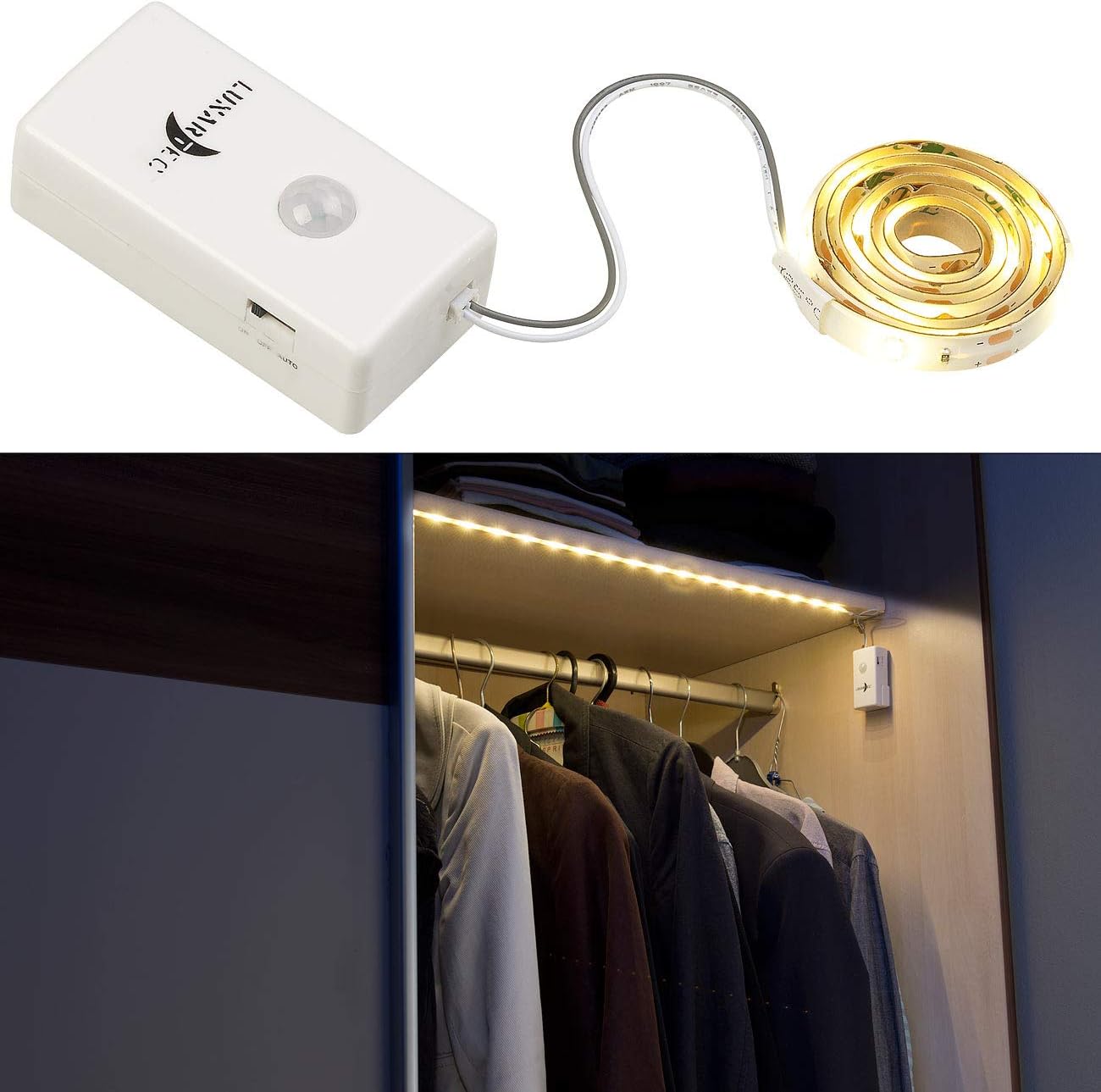 Bande LED à piles 160 lm / 60 cm blanc lumière du jour Avec détecteur