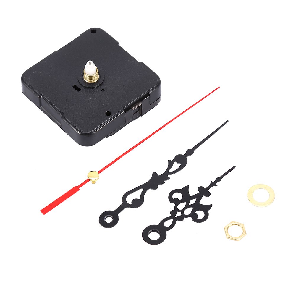 Clock Movement,Black DIY Mechanism Quartz Clock Movement Hour hand Minute hand Second hand Washer Brass nut Parts Replacement Repair Tools Set Kit
