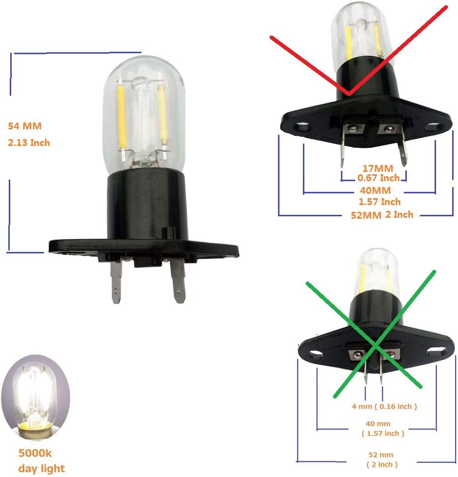 QLEE Z187 Led Microwave Bulb Straight Terminals T170 1.5w Refrigerator Lamp Replacement for Lg Smeg Samsung for Whirlpool Panasonic 58001042 56001070 Wb36x10002 6620g00007b 20w 2 PCS - Image 4