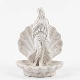 Stylor Aphrodite Statue Jewelry Tray, 6.7 Inch | Resin Greek goddess Venus figurine, Shell dish, Altar decor, for rings trinkets vanity shelf