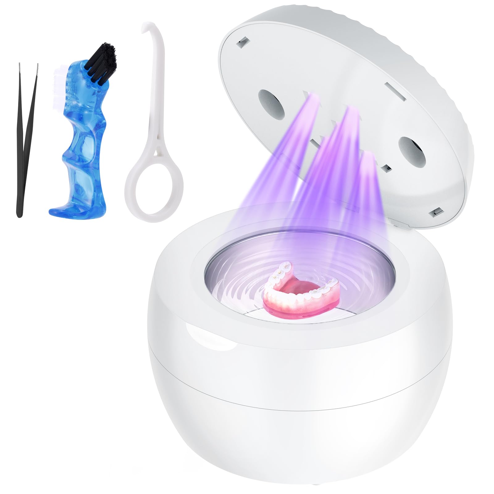 Photo 1 of *FOR PARTS ONLY* Ultrasonic Retainer Cleaner Machine, Cleaning Pod for Jewelry Cleaner, Dentures, Mouth Guards, Rings, Earrings, Glasses- 200ML 45kHz One-Touch 5-Minute Deep Clean (White)