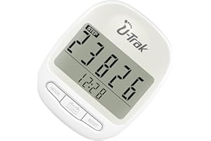 U-Trak Pedometer Clip On Pedometer for Walking Accurate Step Counter Step Tracker with Steps Correction, Miles/Km, 7 Days Memory, Exercise Time, Calorie Counter for Men Women Kids Seniors White
