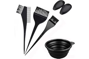 Hair Color Bowl and Brush Set, 6pcs Hair Dye Tool Set with Dyeing Bowl, Double-Sided Comb, Dye Brush, Ear Cover, Hair Colorin