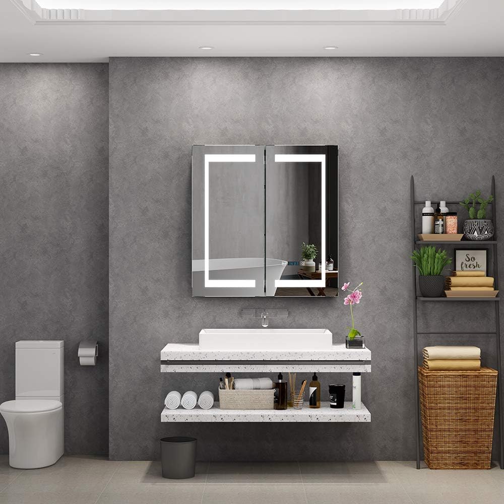 Quavikey® LED Bathroom Mirror Cabinet with Shaver Socket and Defogger for Bathroom,Living room - Image 4