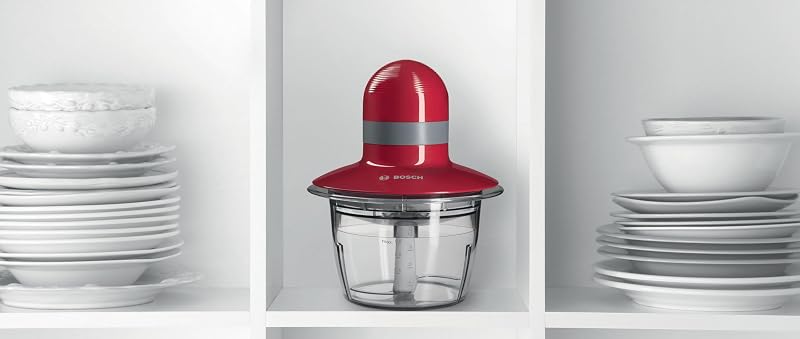 Universalzerkleinerer, elektrirsch, schnell, Klingen aus Edelstahl, 800 ml Behälter, Scheibe zum Sahne schlagen, rot, 400 W, MMR08R2