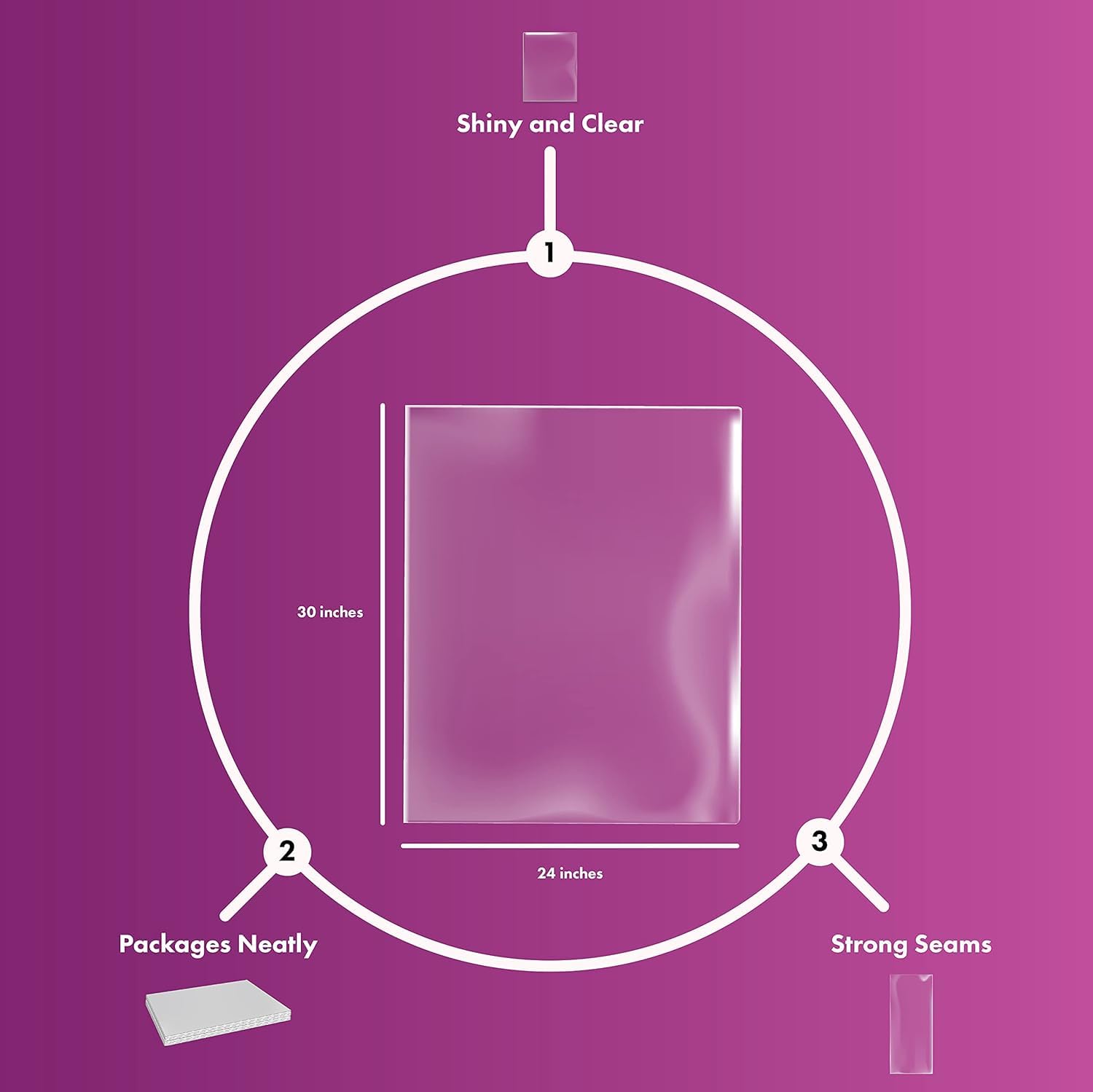 Purple Q Crafts Clear Basket Bags, Large Clear Cellophane Wrap for Baskets & Gifts 24x30 (40)