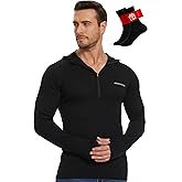 MERINNOVATION 100% Merino Wool Hoodie Men - Lightweight Base Layer Mens Thermal Long Sleeve Half Zip Sweatshirt for Hiking