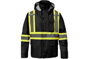 SKSAFETY Hi Vis Safety Rain Jacket for Men - Work Rain Gear for Men Waterproof, High Visibility Work Jacket