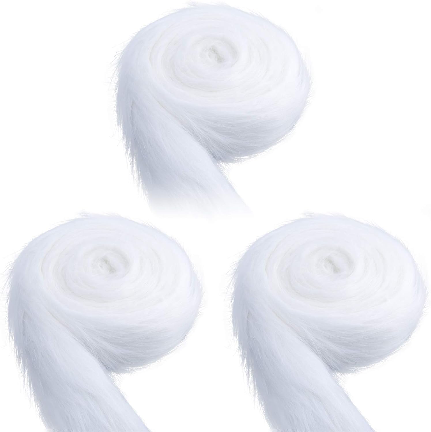 AIEX 3 Rolls 3.3 Yards x 2 Inch White Faux Fur Ribbon Christmas