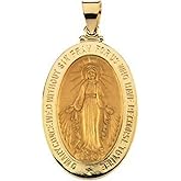 PicturesOnGold.com Oval Miraculous Religious Medal Pendant Charm - 14k Yellow Gold - 1/2 Inch Wide X 2/3 Inch Tall - Protection Jewelry Christian Gift for Men & Women