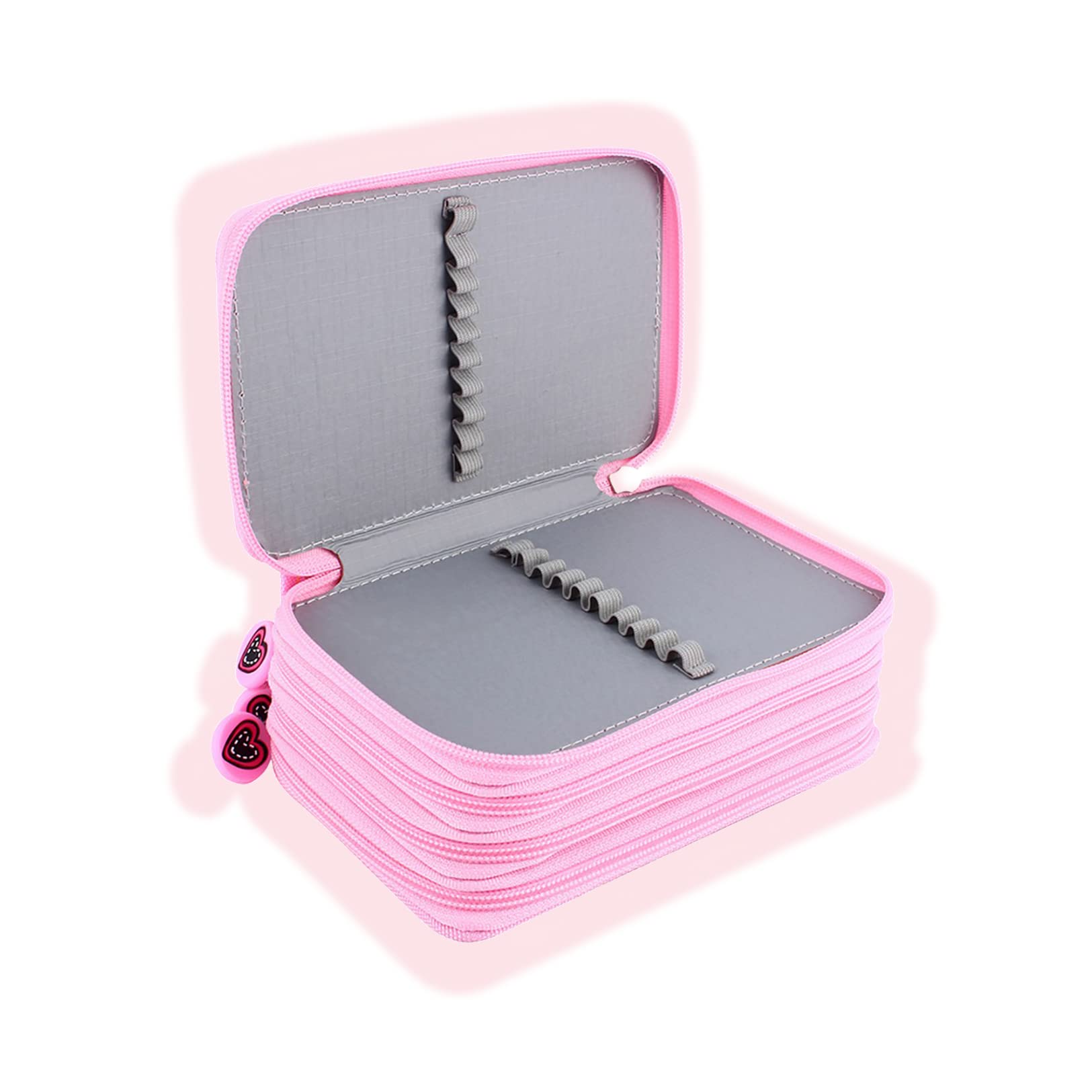 Pencil Case, 72 Slots Multi-Functional Pens Case Big Capacity 4 Compartments Oxford Cloth Pen Organizer Stationery Storage Pen Bag Box School Office Supplies for Student Teen Kid (Pink)