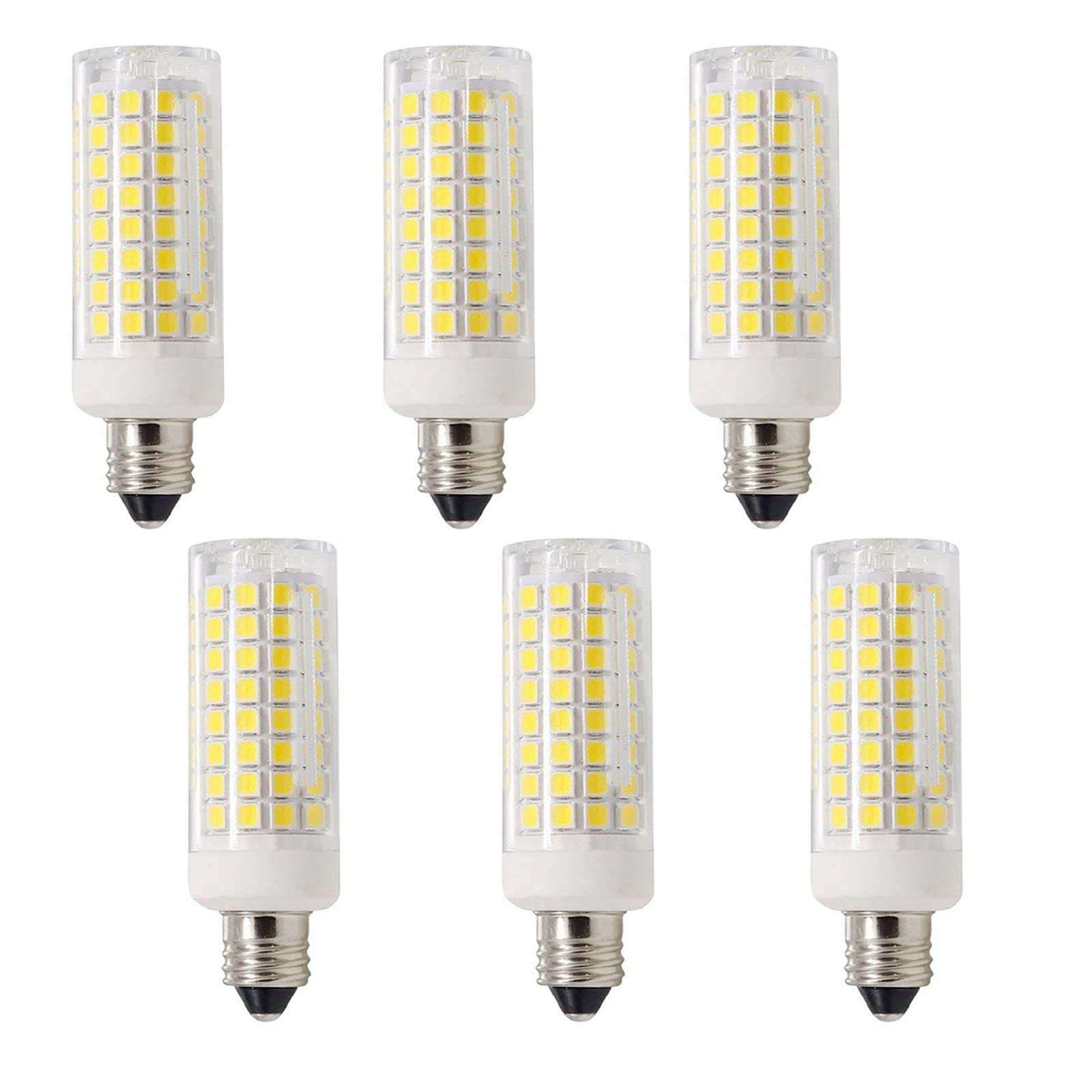 Photo 1 of Lxcom Lighting Dimmable E11 LED Corn Bulb 10W Mini Ceramic Candelabra Bulbs 4000K Natural White (6 Pack)- 102 LEDs 2835 SMD 100W Equivalent T3/T4 JDE11 120V Lamp for Chandeliers Cabinet Lighting