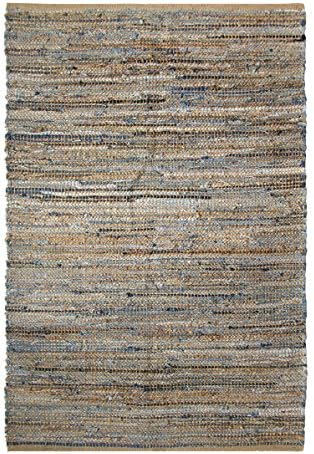 Shines LLC Natural Fiber Collection - (5'x8') 100% Natural Eco - Friendly Jute and Cotton Denim Pattern Accent Royal Hand Woven Blue Area Rugs