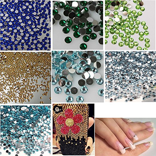 1440pcs 0.3" Blingbling Crystal Gems Crystal Diamond Rhinestone Sticker Phone Car Nail Art DIY (dark green)