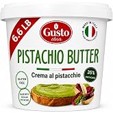 GUSTO ETNA Italian Pistachio Butter Spread Tub, 35% Pistachios, 3 kg | Sweet Pistachio Cream and Butter Filling for Desserts, Greek Yogurt, A&ccedil;a&iacute; Bowls, Lattes, Gelato &amp; Dubai Chocolate