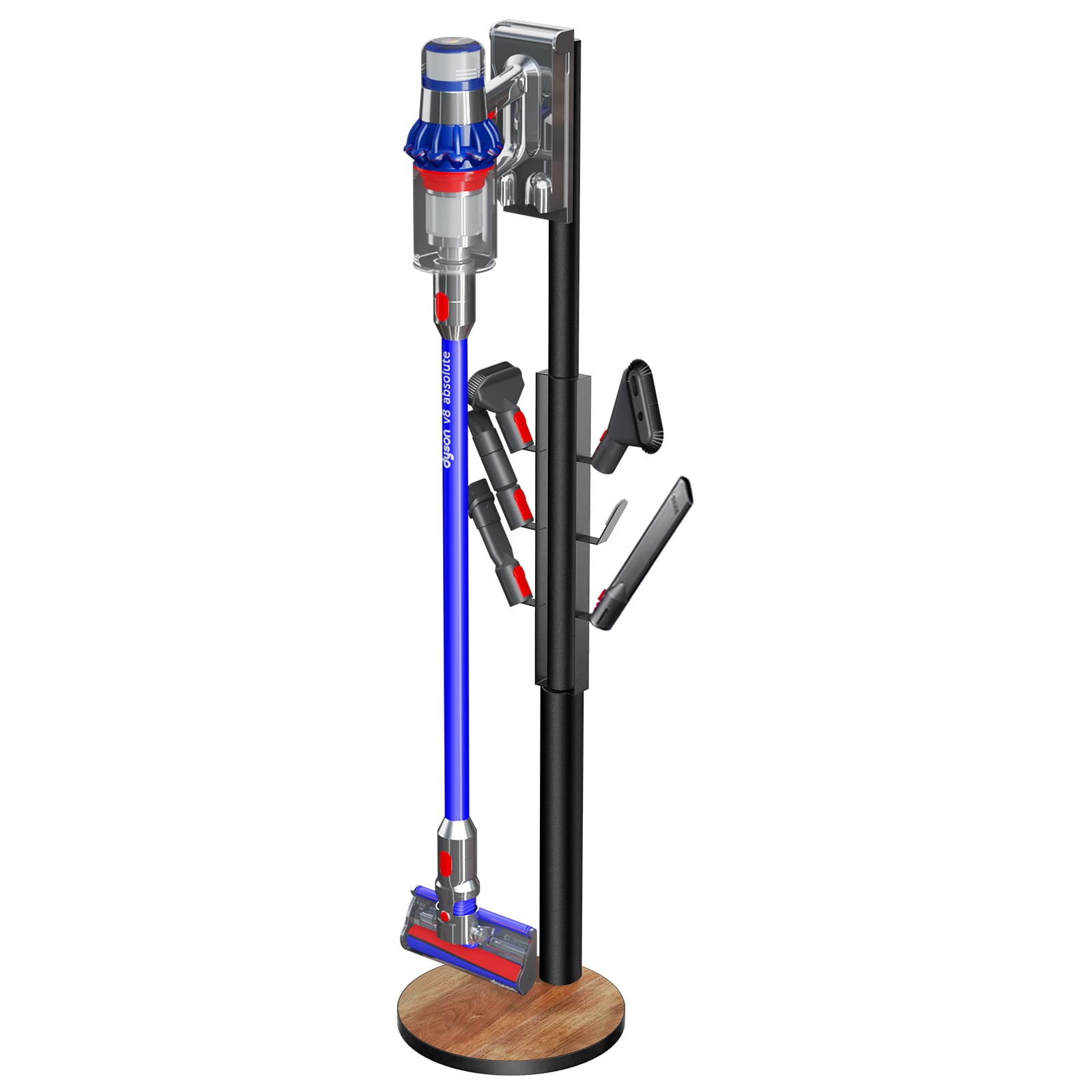 Photo 1 of XIGOO Docking Station Holder Freestanding Vacuum Stand Rack Compatible with V15 Detect, V11 V10 V8 V7 V6 Cordless Vacuum Cleaners, Floor Docking Station Metal Organizer Bracket with 6 Hooks