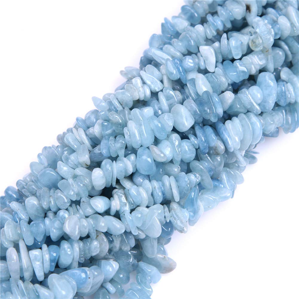 GEM-Inside Blue Aquamarine Chips 6-7mm Gemstone Loose Beads for Jewellery Making 15'' — image 1