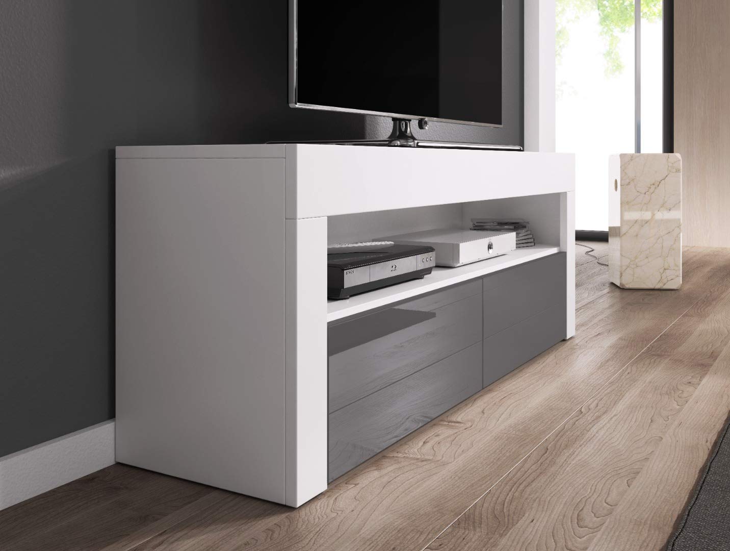 TV Unit TV Stand Entertainment Lowboard Luna 140 cm Body White