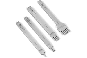 zeyce 4 PCS Leather Hole Punch Working Steel Tools, 3mm 1/2/4/6 DIY Leather Tools Crafting Stitching Punch Tool Leathercraft Supplies Leather Lacing Chisel Set