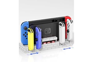 HONGHAO Switch Dock Station for Charging Nintendo Switch & OLED Joycon Controller and Consoles, Switch Dock Charger Station Portable Stand Storage Base for 4 Joycon & 8 Game Slots, White