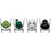 Star Wars Glass Set - 2 oz. Capacity - Set of 4 Glasses - Darth Vader, Yoda, Boba Fett, Stormtrooper