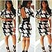 QIYUN.Z Fashion Sexy Women Open Back Short Sleeves Bodycon Slim New Party Club Mini Dress Black White Stripes
