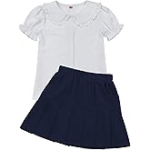 LIONJIE Girls Summer Sets Short Sleeve Shirt and Skirt Casual Top Solid Mini Skirts 4-13 Years