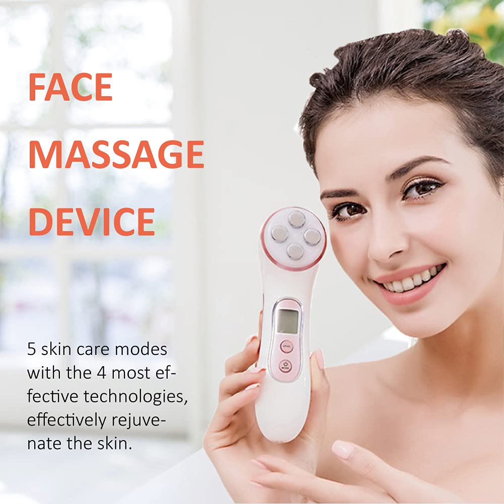 Wrinkle Reduction Machine, Skin Tightening Facial Massager Anti-aging face neck massager handheld skin lifting device with charging base and USB cable, 5 modes and 5 gears: Beauty