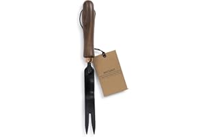 Barebones Dandelion Weeding Fork - Gardening Hand Tools - Japanese Hand Weeder, Weed Puller, and Weed Remover Tool (Walnut/Black)