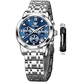 OLEVS Women Watch Multifunctional Two Tone Watch Fashion Business Analog Quartz Ladies Watch Stainless Steel Waterproof Diamond Watch for Women