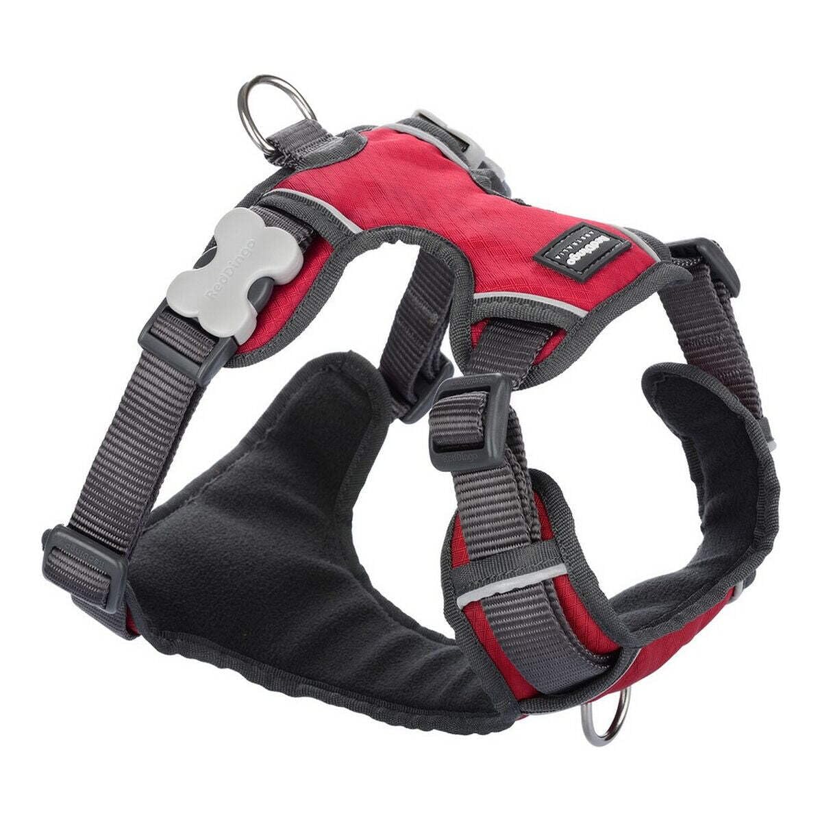 Red Dingo Padded Dog Harness Plain, Red, Medium 20mm